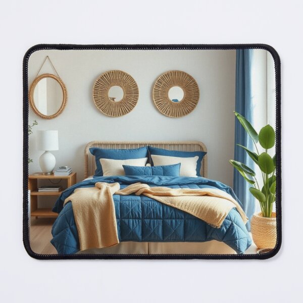 Item preview, Coastal Boho Bedroom with Blue and Rattan designed and sold by Jade Ado.