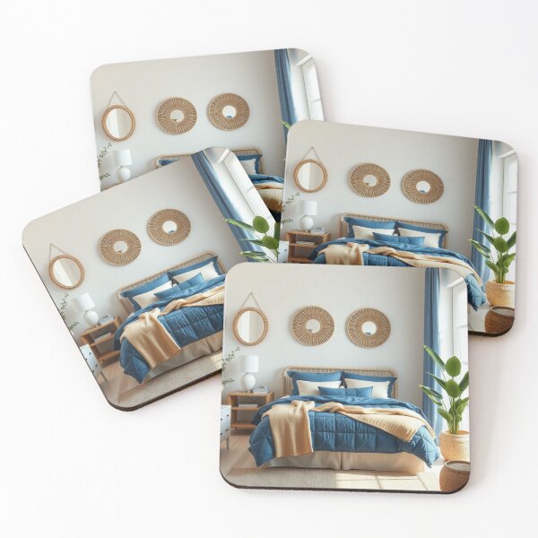 Item preview, Coastal Boho Bedroom with Blue and Rattan designed and sold by Vida e Arte.