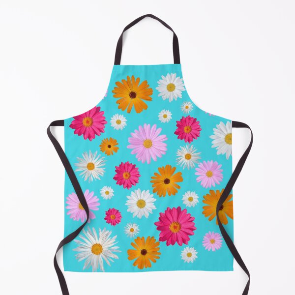 Item preview, Colorful Happy White Orange Pink Magenta Daisy Flowers Shapes on Cyan Mania Shapes Mania designed and sold by Shapes-Mania.