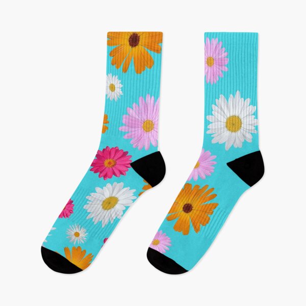 Item preview, Colorful Happy White Orange Pink Magenta Daisy Flowers Shapes on Cyan Mania Shapes Mania designed and sold by Shapes-Mania.
