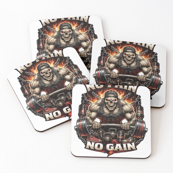 Item preview, No Pain No Gain Skull Gym Workout Design – Bodybuilding Motivation designed and sold by Moccroad.