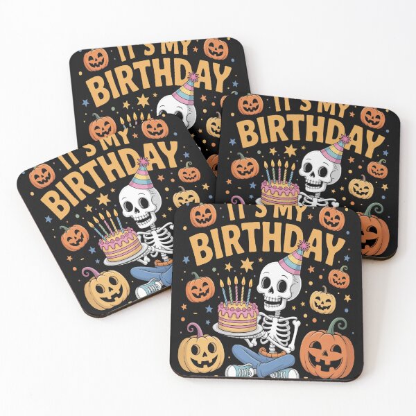 Item preview, It's My Birthday Skeleton Happy Halloween designed and sold by SandraConnel.