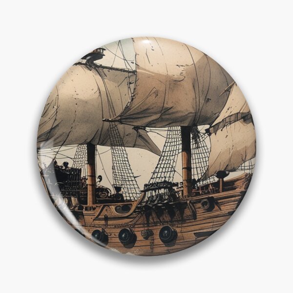 Item preview, Vintage Pirate Ship at Sea with Jolly Roger Flag Illustration designed and sold by Jestersmodified.