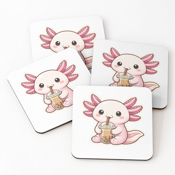 Item preview, Cute Axolotl Drinking Bubble Tea – Kawaii Axolotl Boba Lover Sticker designed and sold by MrDev.