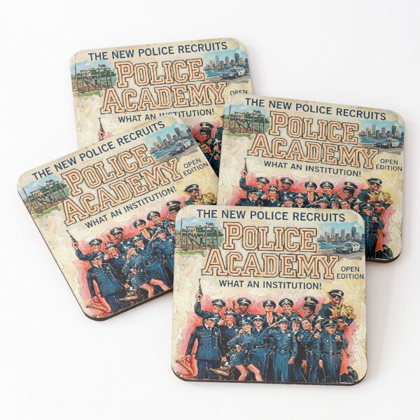 Item preview, What An Institution! Police Academy 1980s Retro Impasto Movie Poster designed and sold by Art's Diner.