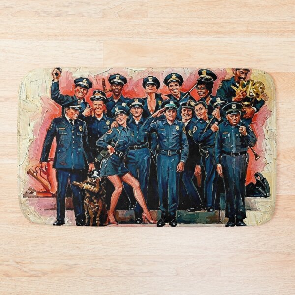 Item preview, What An Institution! Police Academy 1980s Retro Impasto Movie Poster designed and sold by Art's Diner.