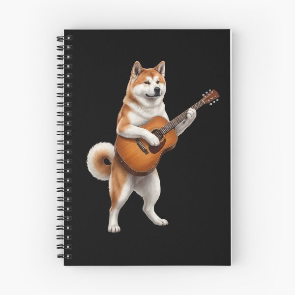 Item preview, Akita Playing Acoustic Guitar Player Guitarist Dog Lover designed and sold by DoodleTortle.