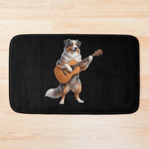 Item preview, Australian Shepherd Playing Acoustic Guitar Player Guitarist Dog Lover designed and sold by DoodleTortle.