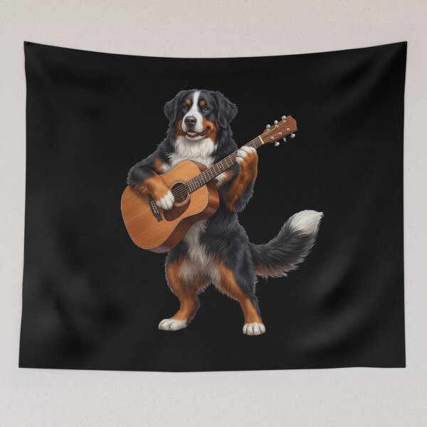 Item preview, Bernese Mountain Dog Playing Acoustic Guitar Player Guitarist Dog Lover designed and sold by DoodleTortle.