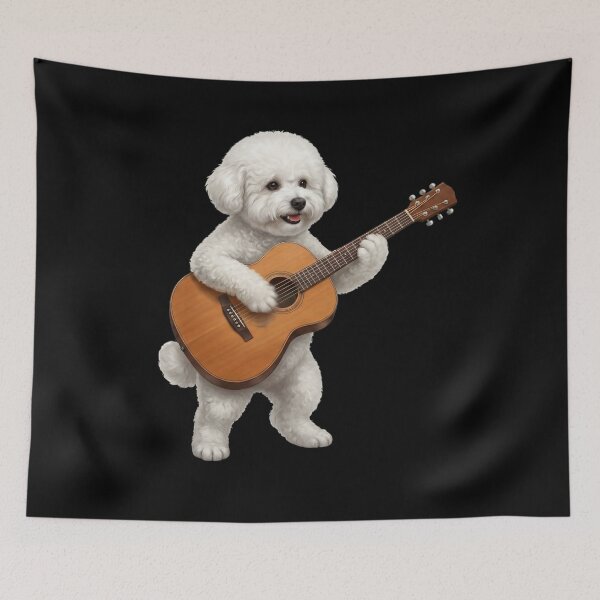 Item preview, Bichon Frise Playing Acoustic Guitar Player Guitarist Dog Lover designed and sold by DoodleTortle.