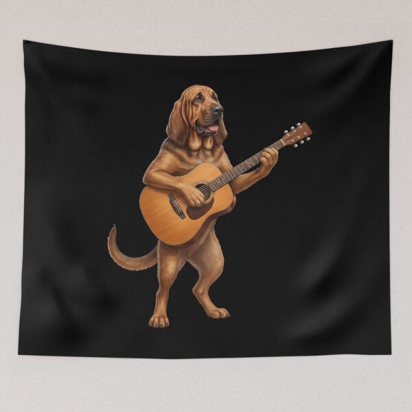 Item preview, Bloodhound Playing Acoustic Guitar Player Guitarist Dog Lover designed and sold by DoodleTortle.