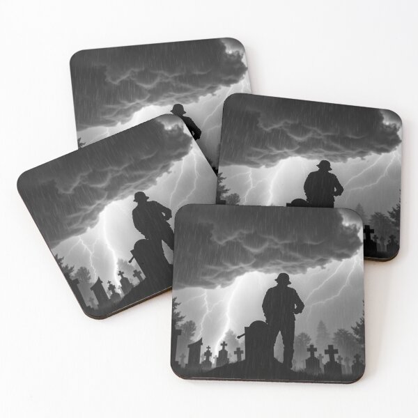 Item preview, Lonely Soldier Silhouette in Rainy Graveyard Storm designed and sold by EllDAV777.