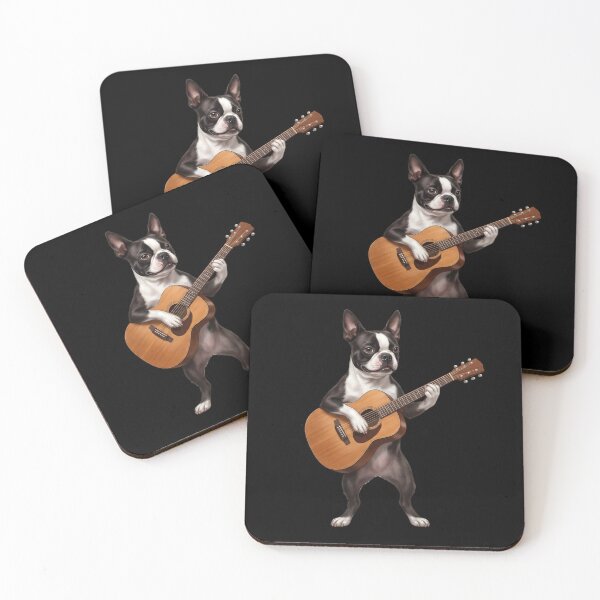 Item preview, Boston Terrier Playing Acoustic Guitar Player Guitarist Dog Lover designed and sold by DoodleTortle.