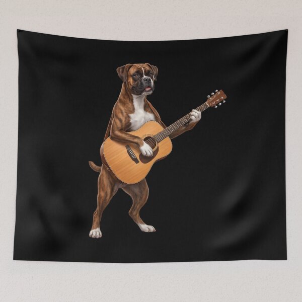 Item preview, Boxer Dog Playing Acoustic Guitar Player Guitarist Dog Lover designed and sold by DoodleTortle.