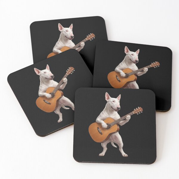 Item preview, Bull Terrier Playing Acoustic Guitar Player Guitarist Dog Lover designed and sold by DoodleTortle.