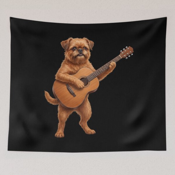 Item preview, Brussels Griffon Playing Acoustic Guitar Player Guitarist Dog Lover designed and sold by DoodleTortle.