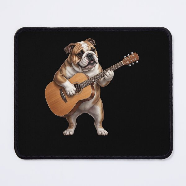 Item preview, Bulldog Playing Acoustic Guitar Player Guitarist Dog Lover designed and sold by DoodleTortle.