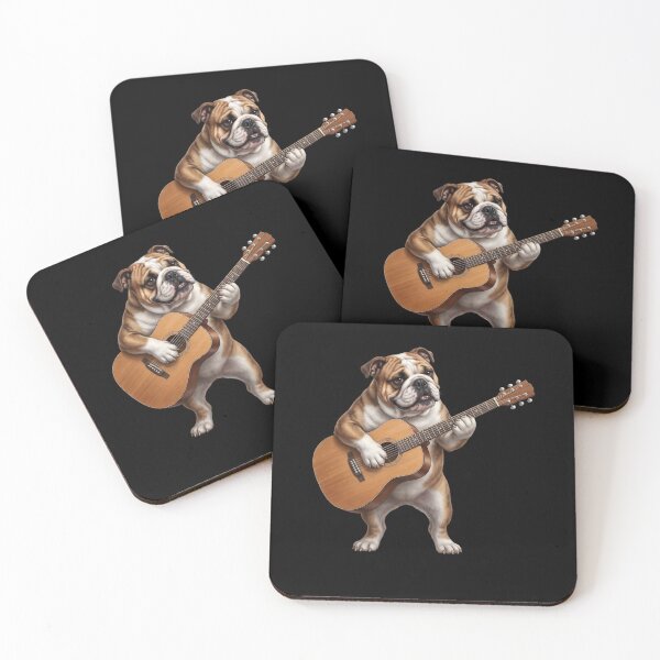 Item preview, Bulldog Playing Acoustic Guitar Player Guitarist Dog Lover designed and sold by DoodleTortle.