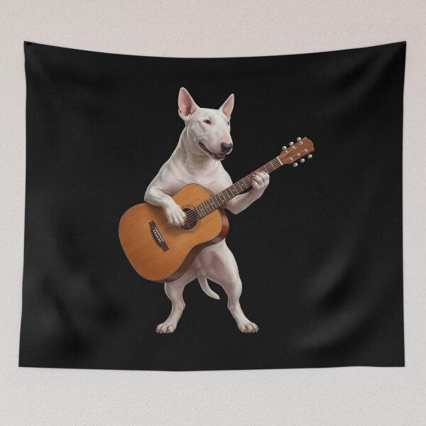 Item preview, Bull Terrier Playing Acoustic Guitar Player Guitarist Dog Lover designed and sold by DoodleTortle.