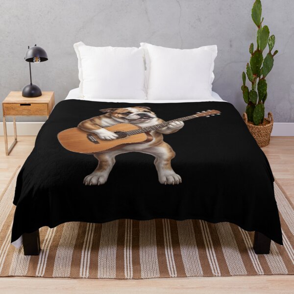 Item preview, Bulldog Playing Acoustic Guitar Player Guitarist Dog Lover designed and sold by DoodleTortle.