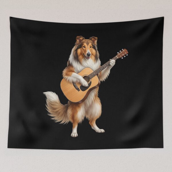 Item preview, Collie Playing Acoustic Guitar Player Guitarist Dog Lover designed and sold by DoodleTortle.