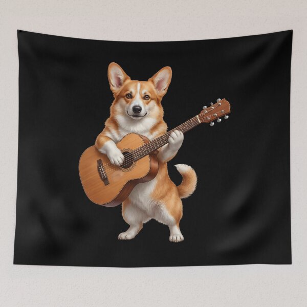 Item preview, Corgi Playing Acoustic Guitar Player Guitarist Dog Lover designed and sold by DoodleTortle.