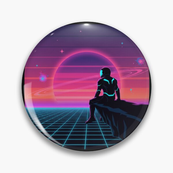 Item preview, Retro Vaporwave Astronaut Watching Neon Sunset designed and sold by MystArt1.