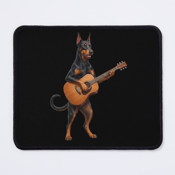 Item preview, Doberman Pinscher Playing Acoustic Guitar Player Guitarist Dog Lover designed and sold by DoodleTortle.