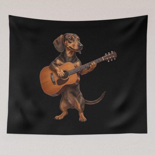 Item preview, Dachshund Playing Acoustic Guitar Player Guitarist Dog Lover designed and sold by DoodleTortle.