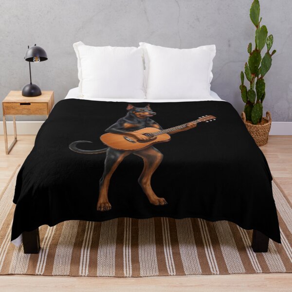 Item preview, Doberman Pinscher Playing Acoustic Guitar Player Guitarist Dog Lover designed and sold by DoodleTortle.