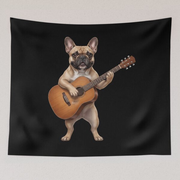 Item preview, French Bulldog Playing Acoustic Guitar Player Guitarist Dog Lover designed and sold by DoodleTortle.