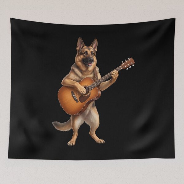 Item preview, German Shepherd Playing Acoustic Guitar Player Guitarist Dog Lover designed and sold by DoodleTortle.