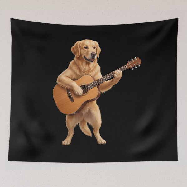 Item preview, Golden Retriever Playing Acoustic Guitar Player Guitarist Dog Lover designed and sold by DoodleTortle.