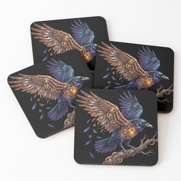 Item preview, Biomechanical Raven - Steampunk Clockwork Crow Dark Art designed and sold by KuroAtelier.