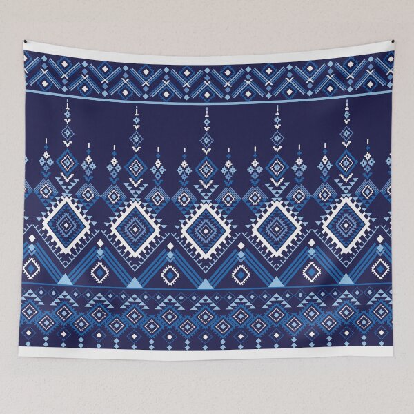 Item preview, Blue Ethnic Diamond Geometric Seamless Pattern designed and sold by PowerAntShop.