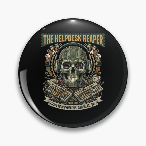 Item preview, Helpdesk Never Sleeps  Vintage IT Support Skull designed and sold by KurtByteStudio.