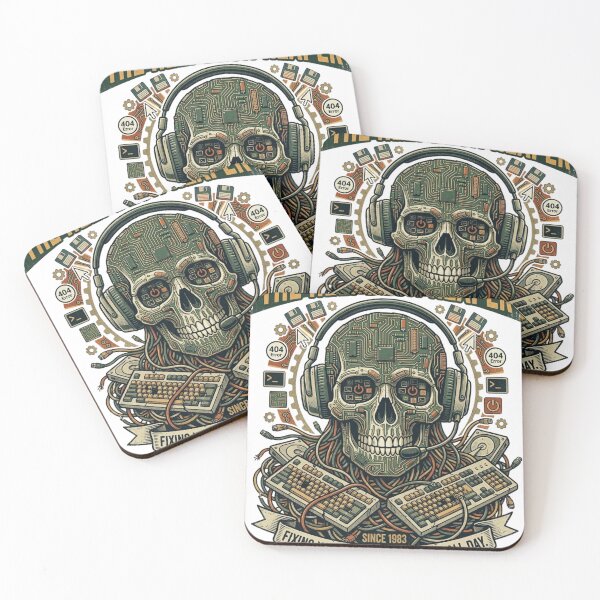 Item preview, Helpdesk Never Sleeps  Vintage IT Support Skull designed and sold by KurtByteStudio.