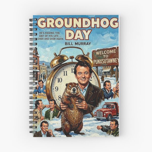 Item preview, Groundhog Day: Bill Murray Punxsutawney Phil Retro Impasto Movie Poster designed and sold by Art's Diner.