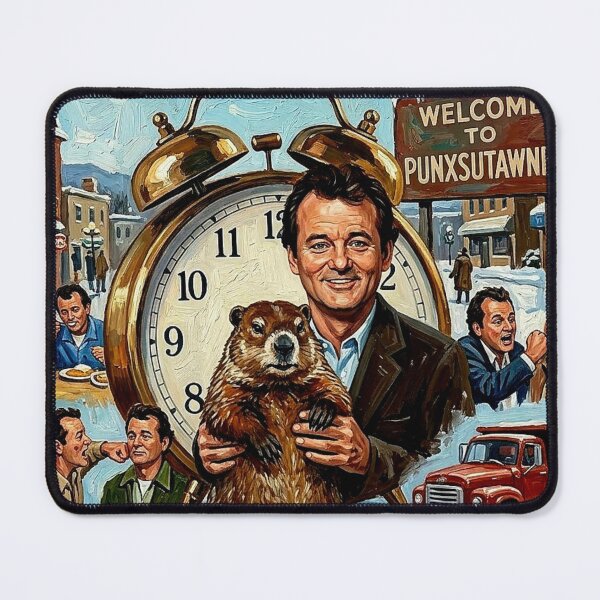 Item preview, Groundhog Day: Bill Murray Punxsutawney Phil Retro Impasto Movie Poster designed and sold by Art's Diner.