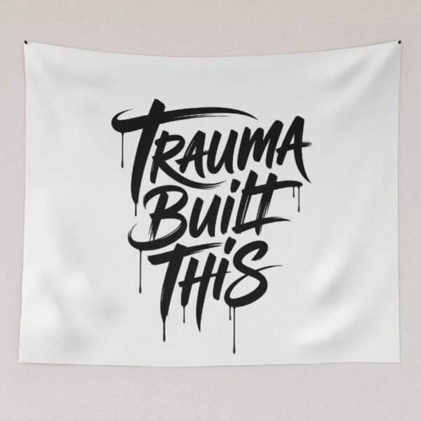 Item preview, Trauma Built This – Bold Brush Script Streetwear Graphic Tee designed and sold by NewUSShop.