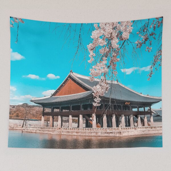 Item preview, cherry blossoms in gyeongbokgung palace in Seoul, South Korea designed and sold by calinedesign.