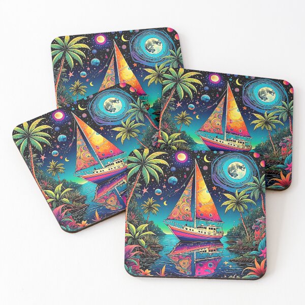 Item preview, Sailboat Tropical Island Night Sky Voyage designed and sold by Nanaueart.