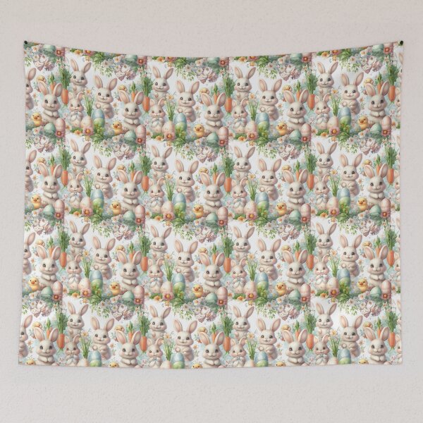 Item preview, Kawaii Easter Spring Garden Pattern – Cute Bunny Chick Egg Carrot Flower Pastel Pattern, Easter Aesthetic Pattern Design designed and sold by SmartyWonders.