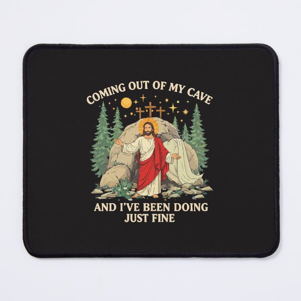 Item preview, Jesus Coming Out Of My Cave And I've Been Doing Just Fine Funny Christian Meme Design designed and sold by kiralynstration.