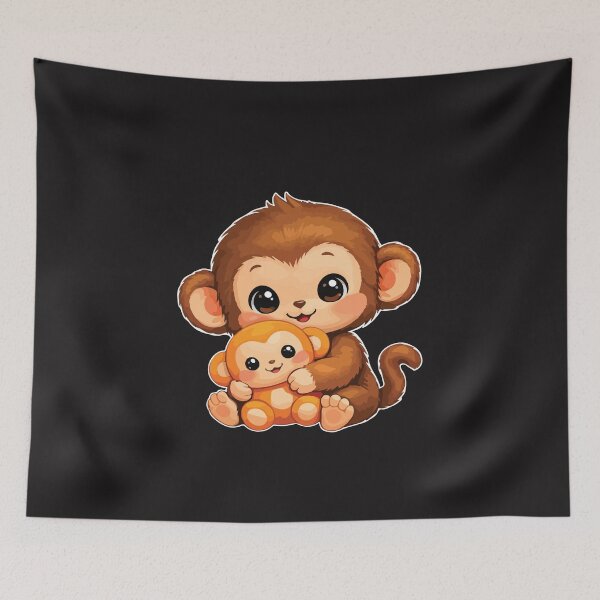 Item preview, Cute Baby Monkey Hugging Plush Toy Kawaii Cartoon Animal Design designed and sold by kiralynstration.