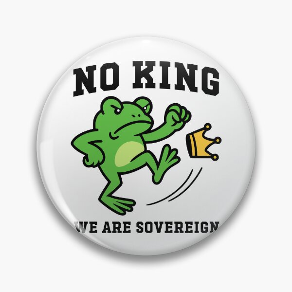Item preview, No Kings March 2026 We Are Sovereign Funny Frog Kicking Crown Anti-Trump designed and sold by gunaone-design.