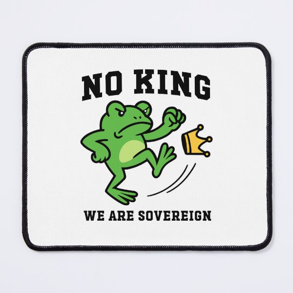 Item preview, No Kings March 2026 We Are Sovereign Funny Frog Kicking Crown Anti-Trump designed and sold by gunaone-design.