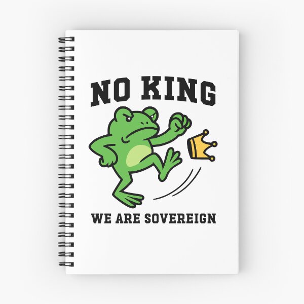Item preview, No Kings March 2026 We Are Sovereign Funny Frog Kicking Crown Anti-Trump designed and sold by gunaone-design.