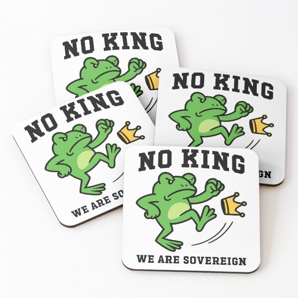 Item preview, No Kings March 2026 We Are Sovereign Funny Frog Kicking Crown Anti-Trump designed and sold by gunaone-design.