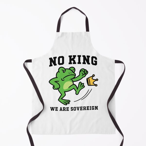 Item preview, No Kings March 2026 We Are Sovereign Funny Frog Kicking Crown Anti-Trump designed and sold by gunaone-design.